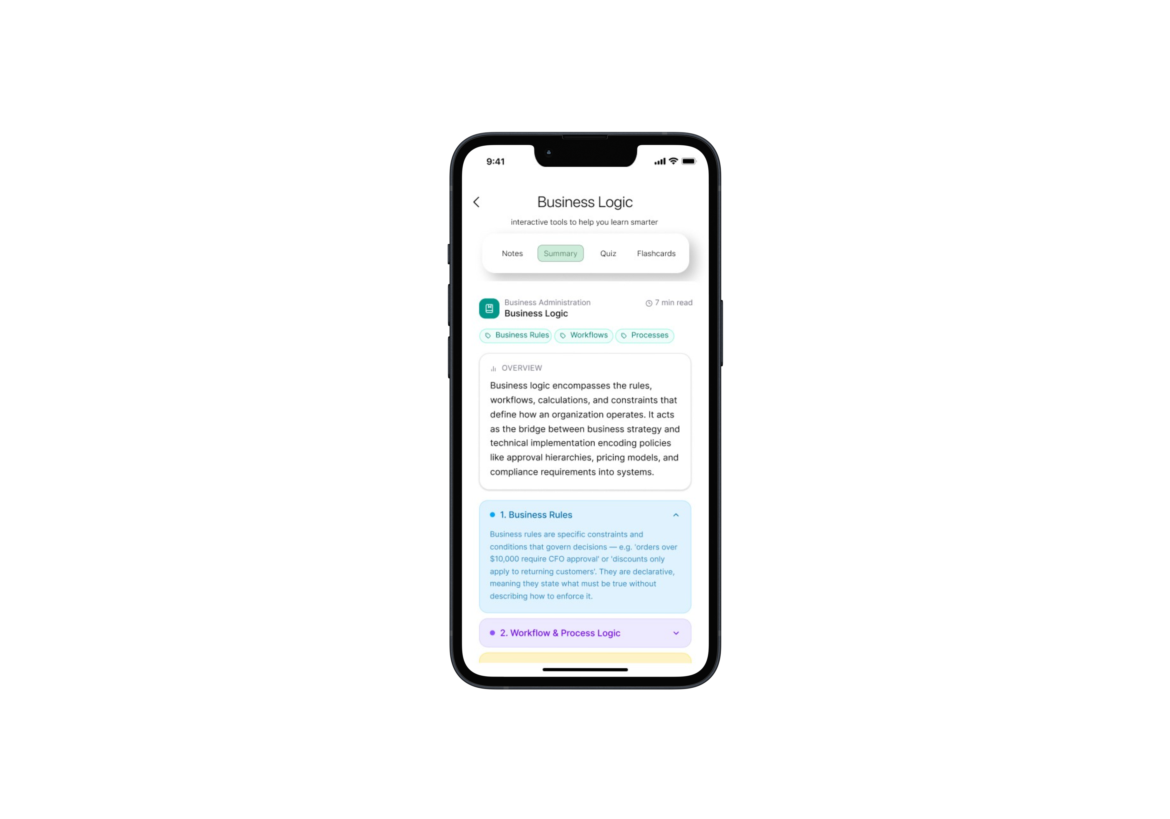 Uniflow summary notes screen